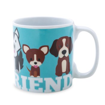 Caneca de Porcelana 320 ml decoração faixa- Best Friends Dog