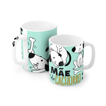 Caneca de Porcelana 320 ml decoração faixa- Mãe de Cachorro