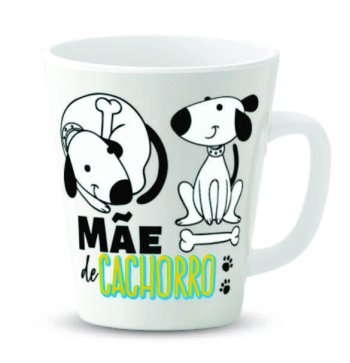 Caneca de Porcelana 300 ml decoração Mãe de cachorro, (1 lado da caneca).