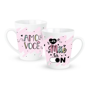 Caneca de Porcelana 300 ml decoração faixa - A mãe tá on.