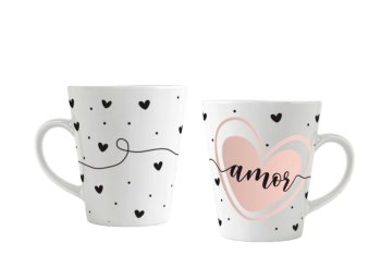 Caneca de Porcelana 300 ml decoração faixa - Amor.