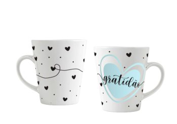 Caneca de Porcelana 300 ml decoração faixa - Gratidão.