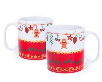 Caneca de Porcelana 320 ml decoração faixa - Natal.