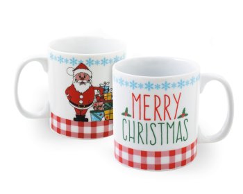 Caneca de Porcelana 320 ml decoração faixa - Merry Christmas.