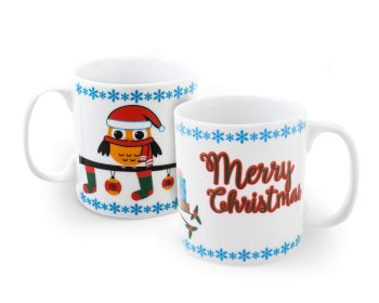 Caneca de Porcelana 320 ml decoração faixa - Merry Christmas.