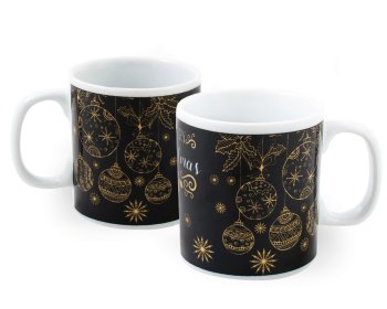 Caneca de Porcelana 320 ml decoração faixa - Merry christimas.