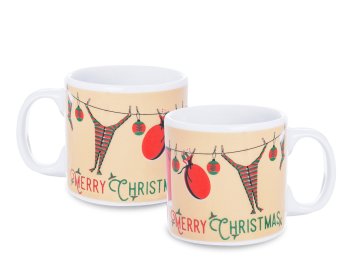 Caneca de Porcelana 120 ml decoração faixa - Merry christimas.