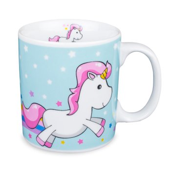 Caneca de Porcelana 320 ml decoração faixa- Unicórnio