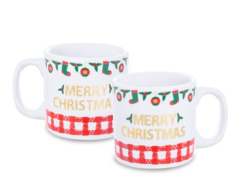 Caneca de Porcelana 120 ml decoração faixa - Merry Christimas.