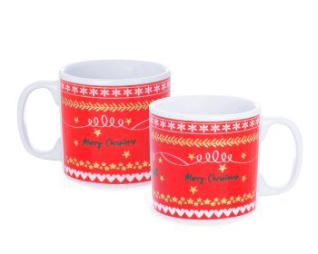 Caneca de Porcelana 120 ml decoração faixa - Natal.