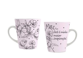 Caneca de Porcelana 300 ml decoração faixa - Mãe... Você é minha maior inspiração!