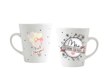 Caneca de Porcelana 300 ml decoração faixa - Mãe esse nome tem poder!