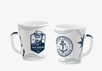 Caneca de Porcelana 300 ml decoração faixa - Náutica, old sailor.