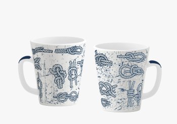 Caneca de Porcelana 300 ml decoração faixa - Náutica, cordas.