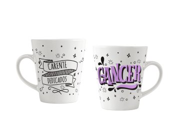 Caneca de Porcelana 300 ml decoração faixa - Signos Cancer.