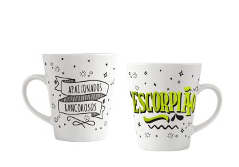 Caneca de Porcelana 300 ml decoração faixa - Signos Escorpião.