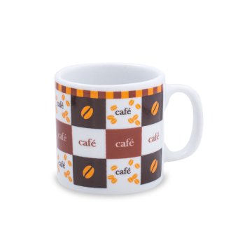 Caneca de Porcelana 120 ml, decoração faixa- Café.