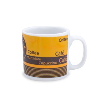 Caneca de Porcelana 120 ml, decoração faixa- Café.