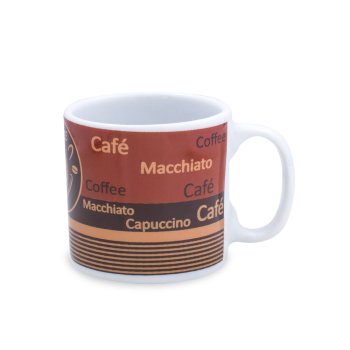 Caneca de Porcelana 120 ml, decoração faixa- Café.