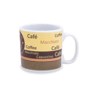 Caneca de Porcelana 120 ml, decoração faixa- Café.