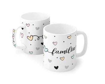 Caneca de Porcelana 120 ml, decoração faixa- Família.