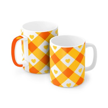 Caneca de Porcelana 120 ml, decoração faixa- Laranja.