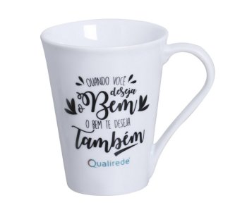 Caneca Porcelana tulipa 300 ml, cor branca.