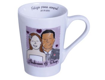 Caneca Porcelana tulipa 220 ml, cor branca.