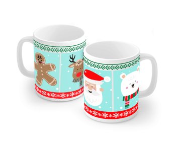 Caneca de Porcelana 320 ml decoração faixa- Natal.