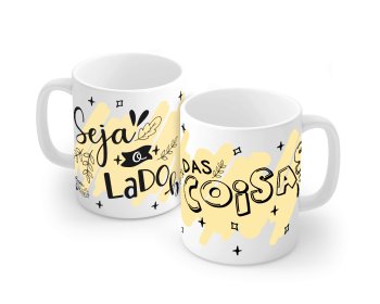 Caneca de Porcelana 320 ml decoração faixa- Seja o Lado Bom das Coisas