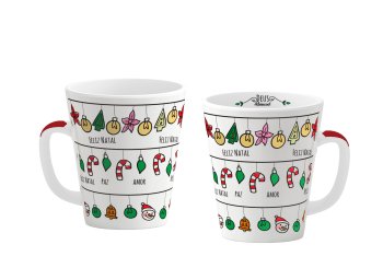 Caneca de Porcelana 300 ml decoração faixa - Natal