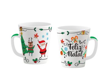 Caneca de Porcelana 300 ml decoração faixa - Natal