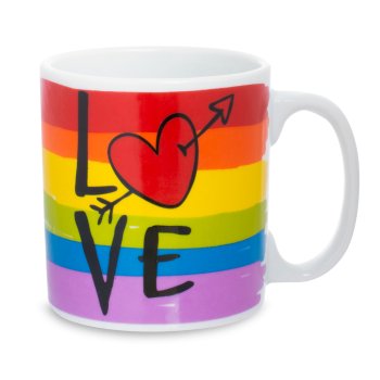 Caneca Porcelana decoração faixa- Love