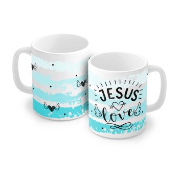 Caneca de Porcelana 320 ml decoração faixa 7036 -Jesus Love