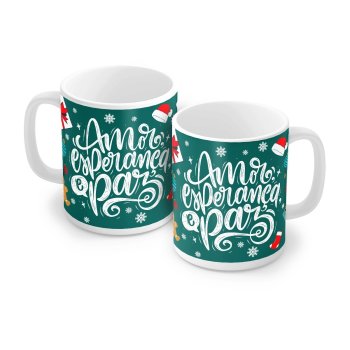 Caneca Porcelana 320 ml -  Natal - Amor Esperança e Paz 843