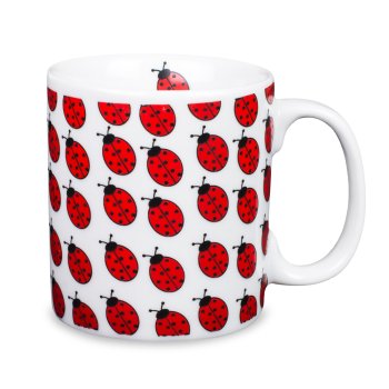 Caneca de Porcelana 320 ml decoração faixa- Joaninha 100