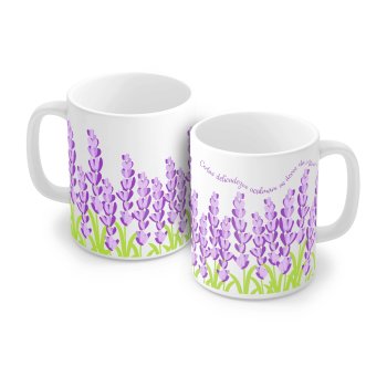 Caneca de Porcelana 320 ml decoração faixa- Lavanda 6073