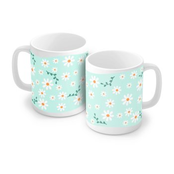 Caneca de Porcelana 320 ml decoração faixa- Margarida 6075