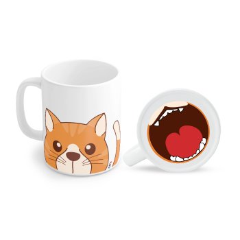 Caneca Porcelana 320 ml - Decoração 1 lado + fundo da Caneca - Animais Sortidos 6098