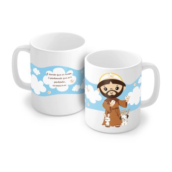 Caneca Porcelana 320 ml - Santos e Santas - São Francisco de Assis 6092
