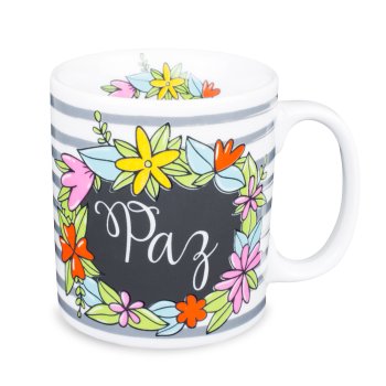 Caneca de Porcelana 320 ml decoração faixa- Paz