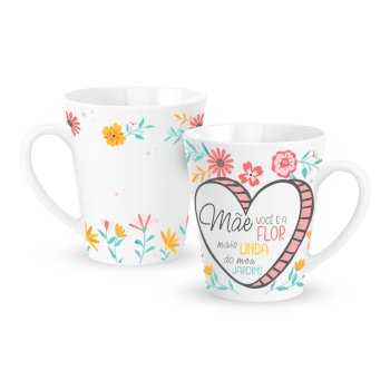 Caneca de Porcelana 300 ml decoração faixa - Mãe flor ! 2223