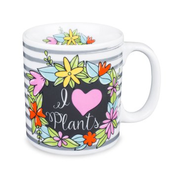 Caneca de Porcelana 320 ml decoração faixa- I Love Plants