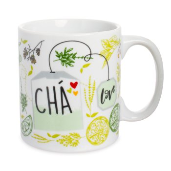 Caneca de Porcelana 320 ml decoração faixa- Love Chá