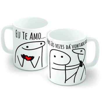 Caneca de Porcelana 320 ml decoração faixa- Flork - Eu Te Amo