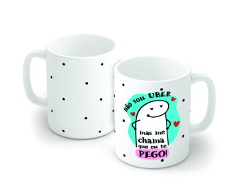 Caneca de Porcelana 320 ml decoração faixa- Flork- Não sou Uber, Mas me chama que eu te pego!