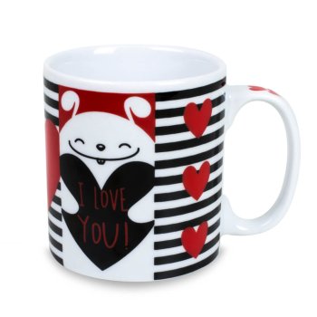 Caneca de Porcelana 320 ml decoração faixa- Love I Love You