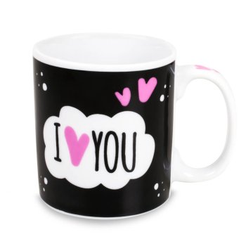 Caneca de Porcelana 320 ml decoração faixa- Love I Love You