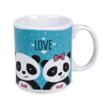 Caneca de Porcelana 320 ml decoração faixa- Love Panda