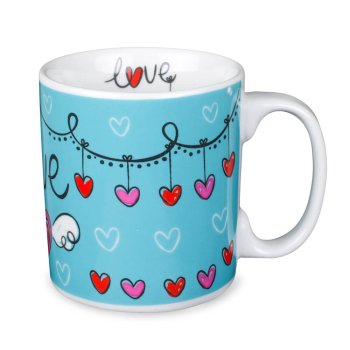 Caneca de Porcelana 320 ml decoração faixa- Love 48